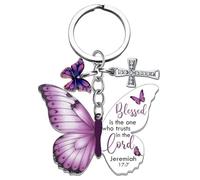 Portachiavi Farfalla Croce per Donna e Ragazza - Ciondolo Religioso con Dettagli in Strass, Accessorio di Fede Borsa o Auto, Portachiavi Portafortuna Donna Ideale come Adatto per regali religiosi