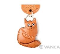 Portachiavi/fascino gatto in pelle 3D fatto a mano Maine Coon VANCA Made in...