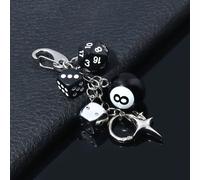 Portachiavi fatto a mano in stile Y2K con dadi del destino e ciondolo a 8 sfere - Accessorio moda e charm per borse di sottogenere unisex ColoratoAcciaio inossidabile