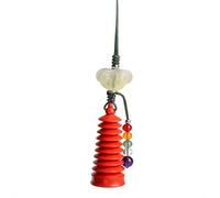 Portachiavi Feng Shui a forma di pagoda di Cinnabar Wenchang, ciondolo Hotan Jade Ruyi con perline in cinque colori per successo accademico e fortuna
