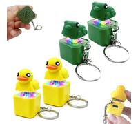 Portachiavi Fidget Toy a forma di rana con verso e LED - Ricaricabile, resistente e dai colori vivaci (Frog+Duck4)