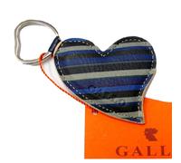 Portachiavi Gallo Unisex Cuore Rigato Marrone - Biscotto Blu in Pelle + Gancio