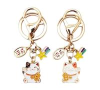 Portachiavi Gatto Fortunato Da 2 Pezzi, Ciondolo Gatto Fortunato, Simpatico Portachiavi Gatto, Portachiavi Animale Cartone Animato, Portachiavi Per Bambini, Ciondolo Borsa Creativa