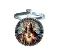 Portachiavi, gioiello da borsa cabochon Gesù Cristo sacro cuore religione.