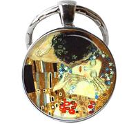 Portachiavi "Il bacio di Gustav Klimt", ciondolo artistico, gioielli, bronzo, 25