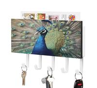 Portachiavi, Il Pavone Stampa Key Hanger Wall Mount, Wall Key Hanger, Wall Key Rack, Key Holder Rack Mail Sorter Organizer