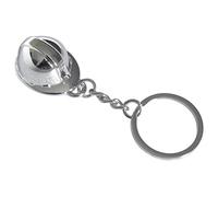 Portachiavi imitazione casco in acciaio cromato di sicurezza protezione civile, vigile del fuoco., argento, M