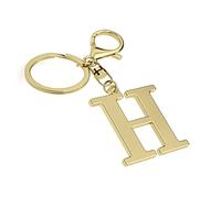 Portachiavi in acciaio inox con lettera dorata AZ per uomo e donna, ciondolo con lettera iniziale e anello portachiavi, charm per chiavi, zaino, borsa, Gold-H, Taglia unica