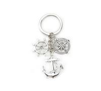 Portachiavi in acciaio inox personalizzato con bussola e ancora, design moderno come regalo versatile per donne, viaggi e regali di compleanno come per mamma, buona amica o collega, argento, S