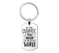 Portachiavi in acciaio inox - Sii il cambiamento che desideri vedere nel mondo, Argento
