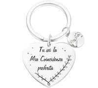 Portachiavi in Argento con Cuore, Incisione 'Tu sei la Mia Coincidenza preferita', Regalo per Fidanzato, Ragazza, Regalo di Compleanno, Regalo di Anniversario Portachiavi Personalizzato