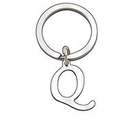 Portachiavi in argento con lettera dell'alfabeto, da donna e da uomo A B C D E F G H I J K L M N O P Q R S T U V W X Y Z (Q)