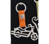 Portachiavi in Argento MOTO con cinturini in Pelle Arancione 7x11cm in scatola regalo , bomboniera argento
