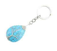Portachiavi In Cristallo Turchese Naturale Per Donna Argento, Portachiavi Con Ciondolo Goccia D'Acqua Punto Di Guarigione Portachiavi In Cristallo Per Auto Decorazione Per Donna Uomo Regalo