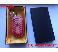 Portachiavi in ecopelle Rosso con scatola regalo Logo Citroen