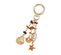Portachiavi in lega di zinco con stelle marine, realizzato a mano, accessorio leggero ed elegante, per l'uso quotidiano o da viaggio, per la spiaggia estiva, per le vacanze, e, Taglia unica