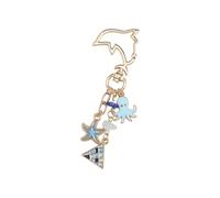 Portachiavi in lega di zinco con stelle marine, realizzato a mano, accessorio leggero ed elegante, per l'uso quotidiano o da viaggio, per la spiaggia estiva, per le vacanze, f, Taglia unica