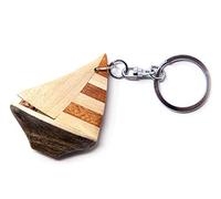 Portachiavi in legno - barca a vela, marrone, 4 cm