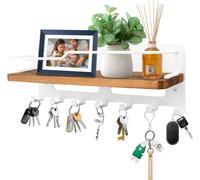 Portachiavi in Legno Con Ripiano, Portachiavi Decorativo, Da Parete Con 7 Ganci
