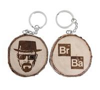 Portachiavi in legno naturale con Walter White, Breaking Bad, Heisenberg