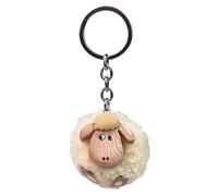 Portachiavi in legno Pecora con pompon