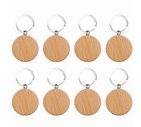 通用 Portachiavi in Legno Personalizzato, 8 Pezzi Portachiavi con Ciondolo Rotondo, Portachiavi in Bianco per Artigianato DIY, Ottimo per Regali di Festa, Bomboniere per Feste di Compleanno, Targhette