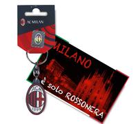 PORTACHIAVI IN METALLO A.C. MILAN e cartolina MILANO È