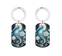 Portachiavi in metallo a forma di cavalluccio marino animale marino etichette chiave personalizzate etichette chiave con anello regali unici