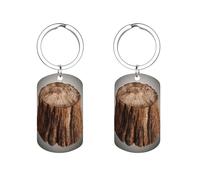 Portachiavi in metallo a forma di ceppo di quercia con anello portachiavi diviso, portachiavi in acciaio inossidabile, etichette per chiavi sospese con anello, accessori, organizer per chiavi di casa