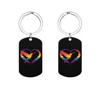 Portachiavi in metallo colorato con colibrì a forma di cuore, etichette chiave personalizzate, con anello