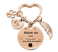 Portachiavi in metallo con angelo custode, portafortuna, simpatico angelo custode con cuore, idea regalo per fidanzata, ragazza adolescente, regalo per donne - Glück ist eine freundin wie dich zu