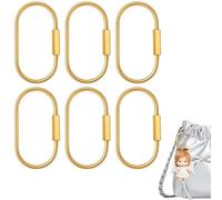 Portachiavi in ottone dorato, con chiusura a vite, moschettone, organizer per uomini e donne, confezione da 6 portachiavi ovali in ottone di alta qualità, per ciondoli per borse, etichette per animali