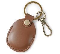 Portachiavi in pelle per Airtag, custodia in pelle, con portachiavi, ciondolo in vera pelle per Airtag, compatibile con Apple Airtags (marrone)