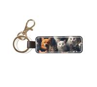 Portachiavi in pelle personalizzata con stampa di matti di cane e gatto, portachiavi in pelle PU, portachiavi universale per uomini e donne