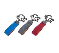 Portachiavi in pelle scamosciata con anelli a D per uomo e donna, elegante portachiavi in pelle traspirante per gli appassionati di auto moschettone in lega di zinco, Rosso Plus Blu Plus G, Taglia