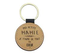 Portachiavi in pelle vegana marrone - Regalo per festa nonne, stampa mia fidanzata, amore ti amo, rif. 292, marrone, 5, Semplice,Elegante