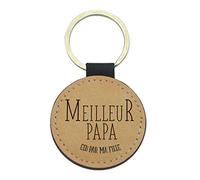 Portachiavi in pelle vegana marrone - Regalo per la festa del papà - Stampa citazione migliore papà - Ref363, marrone, 5, Semplice,Elegante