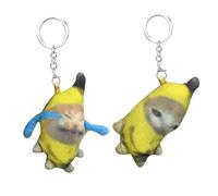 Portachiavi in peluche con gatto banana, simpatico portachiavi in peluche con gatto banana, animali di peluche a forma di frutta con gatto che piange, giocattolo in peluche per gatti