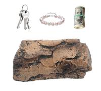 Portachiavi in pietra falsa pietra con esterna, scatola di immagazzinaggio creativa in resina all'esterno di Key Rock, statua impermeabile di novità, copertura esterna