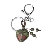 Portachiavi In Pietra Naturale Di Sangue Di Drago - Ciondoli A Cuore Perline Portachiavi In Cristallo Accessori Da Appendere Per Moto, Ciondoli Per Borse Per Donna Uomo Regali Co
