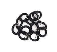 Portachiavi in plastica a spirale elastica con anello portachiavi, nero 20 pezzi