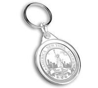 Portachiavi in plastica con inserto fotografico Cerchio BW - BW - New York USA Statua della Libertà, Portachiavi, Charm, regalo #40437
