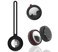 Portachiavi in silicone per Apple Airtag, custodia con cinturino per AirTag, protezione resistente per chiavi, bagagli e animali domestici, custodia localizzatore Apple (Nero, Tre)
