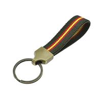 Portachiavi in Tessuto Verde Originale Guardia Civile con la Bandiera della Spagna e Anello in Argento. Elastico e Ideale per Personalizzare Chiavi, Borsa, Zaino...
