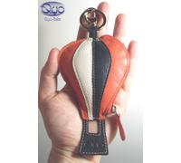 Portachiavi in Vera Pelle Bustina Borsellino Mongolfiera con Anello Moschettone