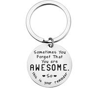Portachiavi ispiratrice Sometimes You Forget You're Awesome Regali di compleanno per ragazza/uomo/donna collega apprezzamento portachiavi in pensione, compleanno, Natale, Capodanno, Argento, M
