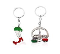 Portachiavi Italiani in Metallo - Set 2 Pezzi Souvenir di Viaggio, Ciondoli Territoriali Regalo Creativi