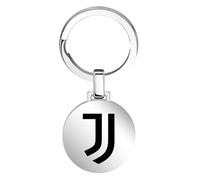Portachiavi Juventus in Acciaio Inossidabile - Prodotto Ufficiale Calcio - Gadget Elegante e Resistente con Logo - Idea Regalo per Tifosi Bianconeri (Round Logo)