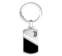 Portachiavi Juventus in Acciaio Inossidabile - Prodotto Ufficiale Calcio - Gadget Elegante e Resistente con Logo - Idea Regalo per Tifosi Bianconeri (Stripe Classic)
