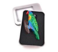 Portachiavi Legno Pappagallo Budgie Colorato Pappagalli Uccello Scatola Regalo